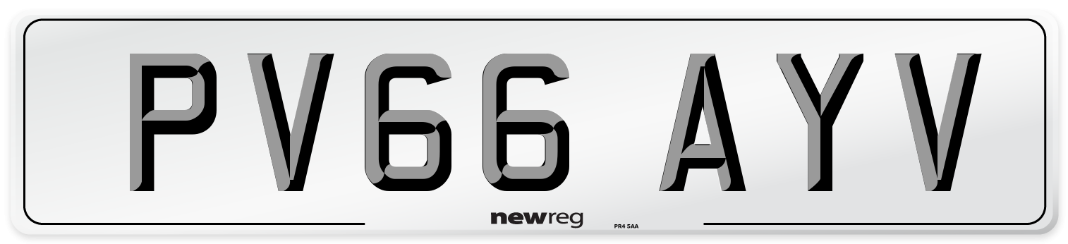 PV66 AYV Number Plate from New Reg